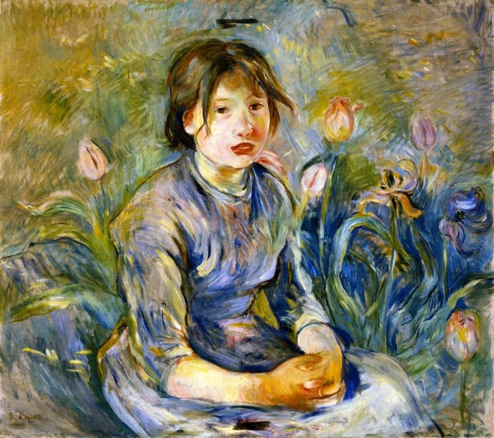 Berthe Morisot - Bauernmaedchen zwischen Tulpen - Peasant Girl among Tulips
